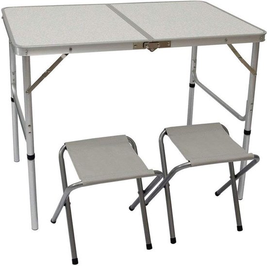 Opvouwbare Kampeertafelset met 2 Stoelen - 90x60cm - Ideaal voor Picnics en Kamperen