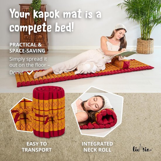 Opvouwbare Kapok Rolmat voor Gasten en Reizen - Handgemaakt Thais Slaapcomfort van Merkloos
