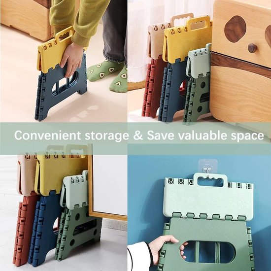 Opvouwbare keukenkruk, klaptrap, badkruk, inklapbare tuin, klapstoel, kleine kindervoetenbank, kindertrede, klimhulp, wastafel voor kinderen en volwassenen, 18 cm hoog, groen van Livoo