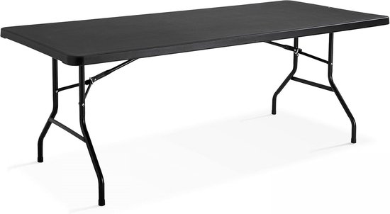 Opvouwbare klaptafel 200 cm zwart - Stevige tafel voor binnen en buiten