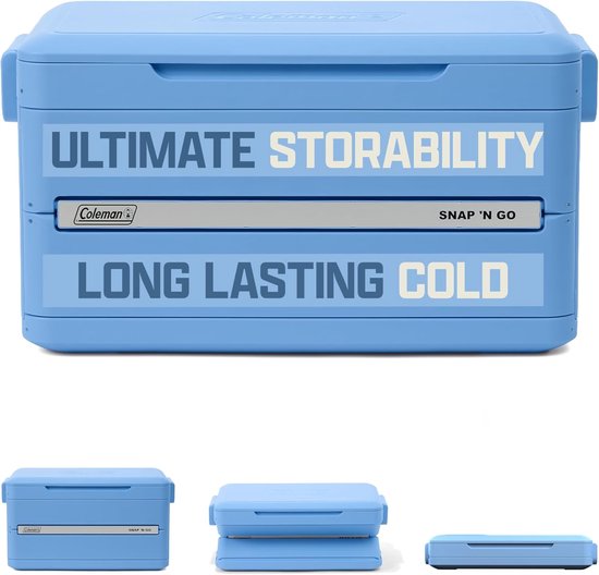Opvouwbare Koelbox - Geïsoleerde Harde Koeler - Kamperen en Picknicken - Ruimtebesparend Ontwerp - 52 Liter Capaciteit - Blauw