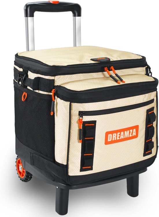 Opvouwbare Koelbox op Wielen met Trolley voor 60 Blikjes - Lekvrije Rollende Koeltas voor Strand en Picknick