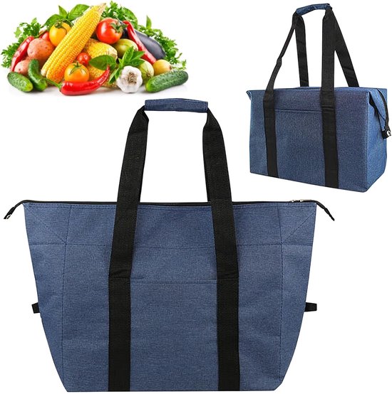 Opvouwbare koeltas -20L - Multifunctionele geïsoleerde PEVA-koeltas - Boodschappentas - Picknicktas - Isolatie zak - voor BBQ , vissen , buitenactiviteiten - 55*35*38 cm - blauw van Merkloos