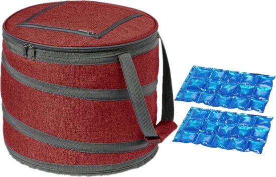 Opvouwbare koeltas rood/grijs met 2 stuks flexibele koelelementen 15 liter van Campingaz