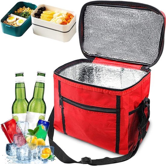 Opvouwbare Koeltas voor Picknick - Thermische Tas - Isolerende Lunchtas - Rode Koelbox 10 liter van Merkloos