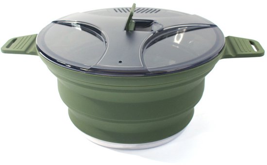 Opvouwbare Kookpot - Draagbare Pan - Kamperen Koken - Roestvrij Staal Bodem - Uitvouwbaar 31.5 cm - Groen