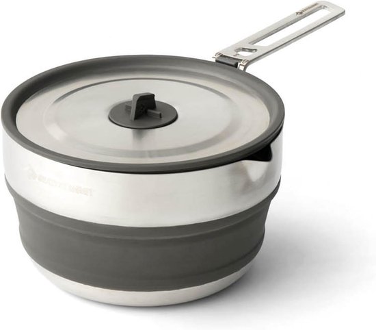 Opvouwbare Kookpot - Kampeerpan Gietpan - Compact Kamperen Koken - Inductie Geschikt Giettuit - 1.8 Liter - Zilver