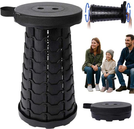 Opvouwbare kruk extra strong - Telescopische kruk - hoogte verstelbaar 6,5-45 cm - draagvermogen 180 kg - draagbaar en lichtgewicht - opstapkrukje - voor kamperen, vissen en wandelen