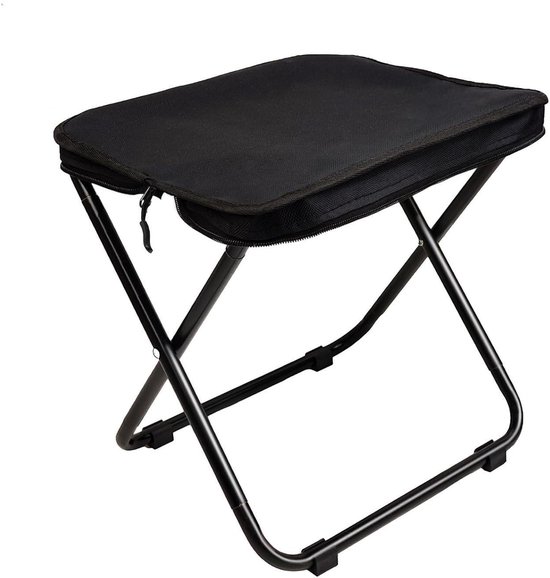 Opvouwbare Kruk - Kampeerkruk - Visserskruk - Oxford Stof - Wachtrij Bankje - Draagbare - Lichtgewicht - met Draagtas - Geschikt voor Vissen, Wandelen, Tuinieren en Strand - 28*23*26cm - Zwart van Merkloos