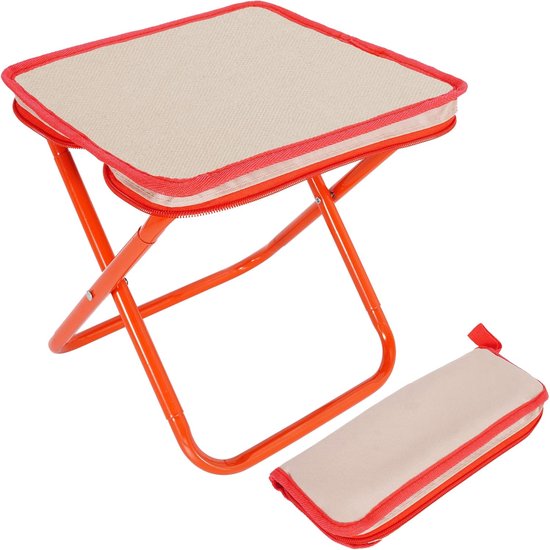 Opvouwbare kruk - Kampeerstoel - 27*27*24cm（27*10 cm na het vouwen） - Portemonneestoel - 600D Oxford-doek - maximaal draagvermogen 240 catties - geschikt voor kamperen, vissen, wandelen, tuinieren en strandactiviteiten - Khaki rood