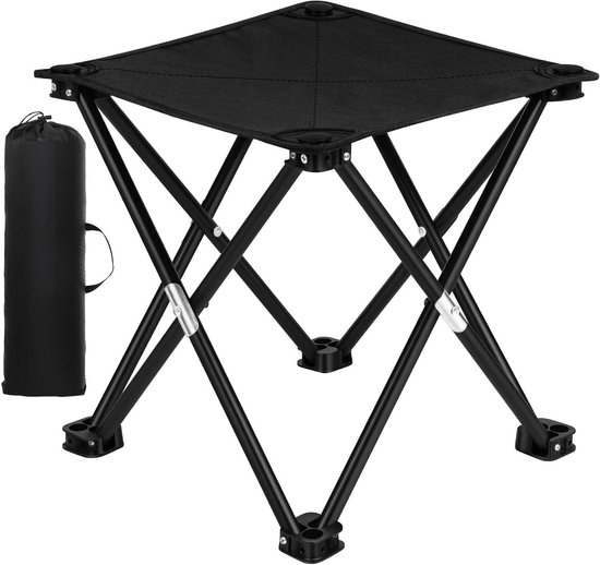 Opvouwbare Kruk - Klapkruk Rugzak - Buiten Zitten - Lichtgewicht Draagbaar - 90Kg Draagvermogen - Zwart