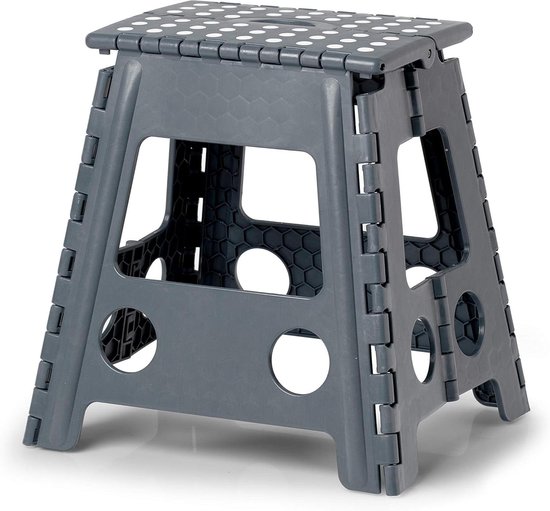 Opvouwbare Kruk - Klapkruk Stevig - Extra Zitten - TÜV Gecertificeerd - 39 cm Hoog - Antraciet