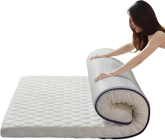 Opvouwbare Latex Matras - Comfortabel Slaapkussen - Ontspannen Slapen - Antislip Katoen - 120 x 190 cm - Wit