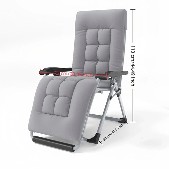 Opvouwbare Ligstoel met Hoofdsteun en Bekerhouder – Ergonomische Relaxstoel voor Tuin, Balkon, Camping en Terras – 183 cm