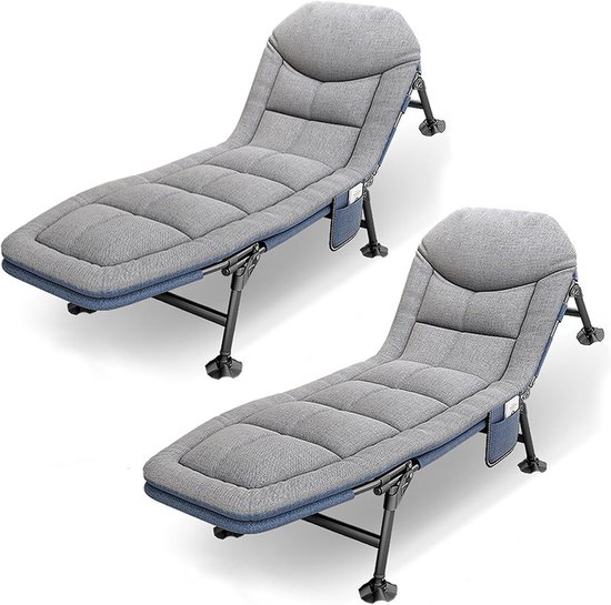 Opvouwbare ligstoel XXL met verstelbare rugleuning en matras 150 kg