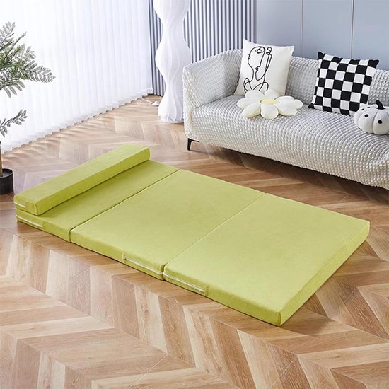 Opvouwbare Logeermatras - Reisbank Slaapmat - Gasten Ontvangen - Antislip Onderkant - 200 x 100 x 8 cm - Groen