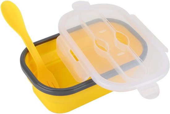 Opvouwbare Lunchbox - Magnetron Bak - Eten Meenemen - Food Grade Siliconen - 800 Ml Capaciteit - Geel