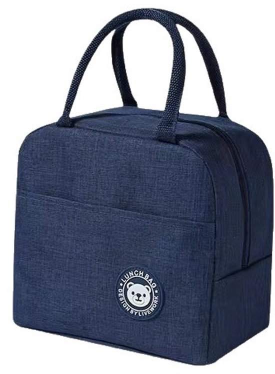 Opvouwbare lunchtas - Koeltassen -koeltasje klein - Marineblauwe lunchtas - Opvouwbare koeltas - Draagbare lunchtas - Lunchboxtas - Oxfordstof van Merkloos