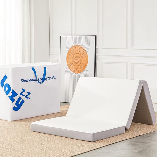 Opvouwbare Matras 10 cm - Tri-Fold Matras met Ademend Bamboevezel voor Camping en Gastenbed van Merkloos