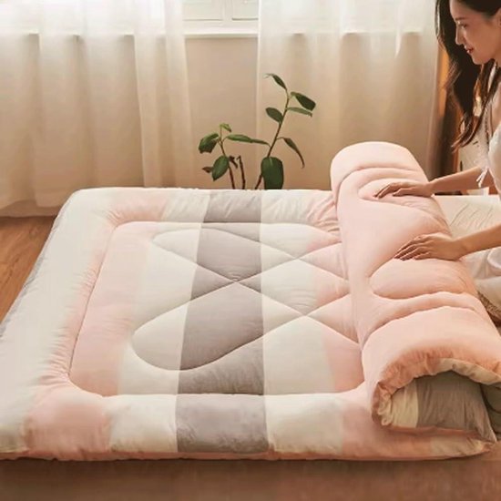 Opvouwbare Matras - Futon Vloerbed - Comfortabel Slapen - Meerlaagse Vulling - 90x200cm - Roze