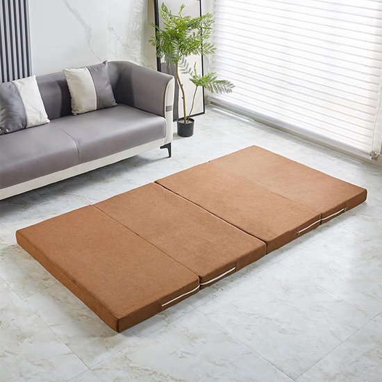 Opvouwbare Matras - Gast Mat - Comfortabel Slapen - Wasbare Hoes - 200 x 80 cm - Koffie