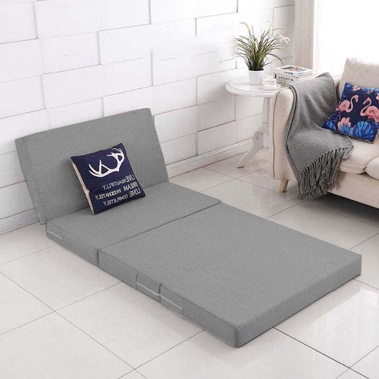 Opvouwbare Matras - Gast Matras Vouwmatras - Tijdelijk Slapen - 4-Voudig Schuimontwerp - 80x200x8cm - Donkergrijs