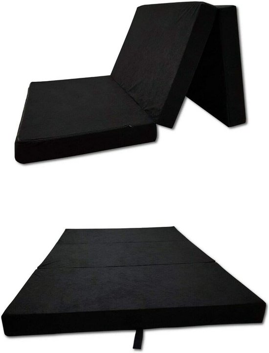 Opvouwbare Matras - Gastbed Mat - Logeren Buiten Huis - Oeko-Tex Gecertificeerd - 65 x 180 cm - Zwart