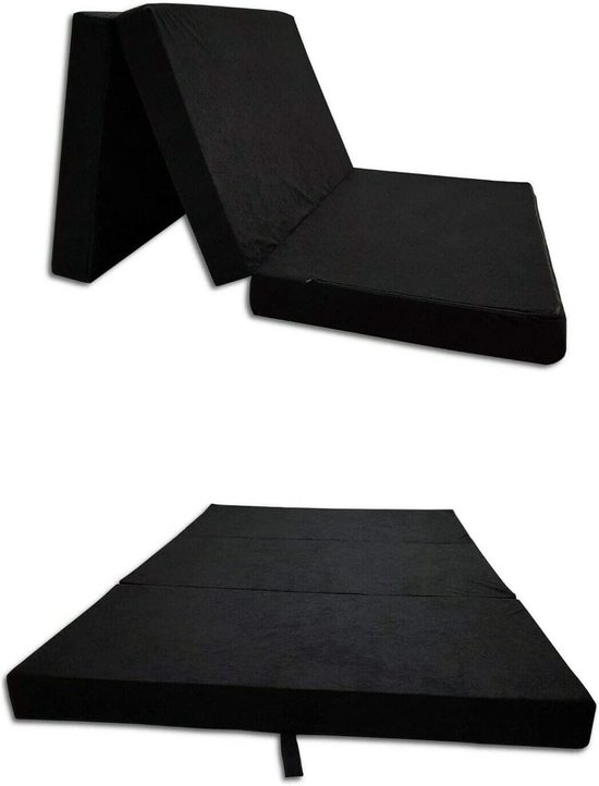 Opvouwbare Matras - Gastbed Mat - Logeren Thuis - Oeko-Tex Certificaat - 65 x 180 cm - Zwart