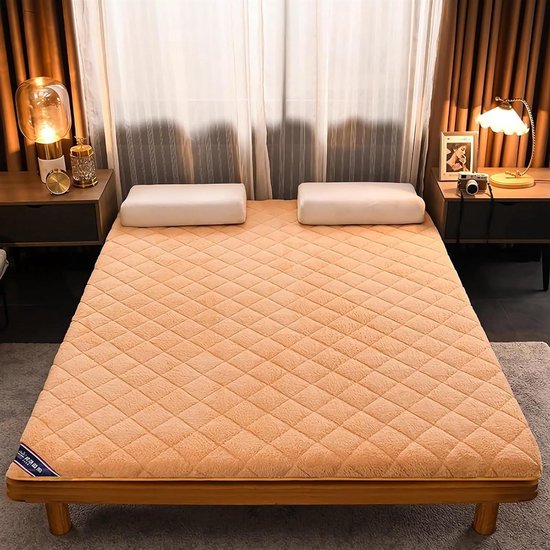 Opvouwbare Matras - Gastbed Vloermat - Comfortabel Slapen - Ademende Katoenvezel - 6 cm Dik - Kameel
