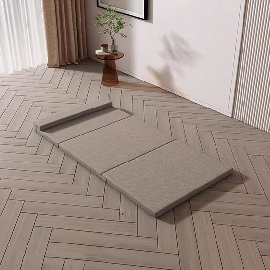 Opvouwbare Matras - Gastematras Vloerbed - Comfortabel Slapen - Traagschuim Ondersteuning - Drievoudig Opvouwbaar - Kaki