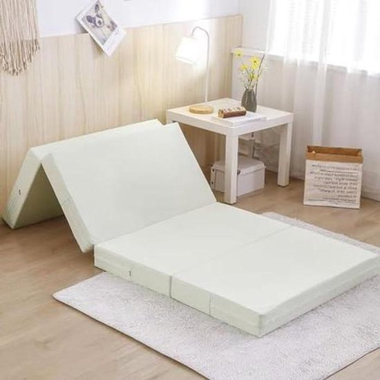 Opvouwbare matras - Gastenbed matras - Comfortabel slapen - Hoge dichtheid schuim - 60 x 200 cm - Wit