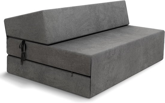 Opvouwbare Matras - Gastenbed Slaapbank - Extra Slaapplek - Wasbare Hoes - 120 x 200 cm - Grafietgrijs