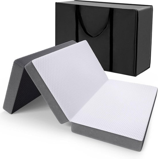 Opvouwbare Matras - Gastenbed Veldbed - Ruimte Besparen - Drie Delig Ontwerp - 10 cm Dik - Wit