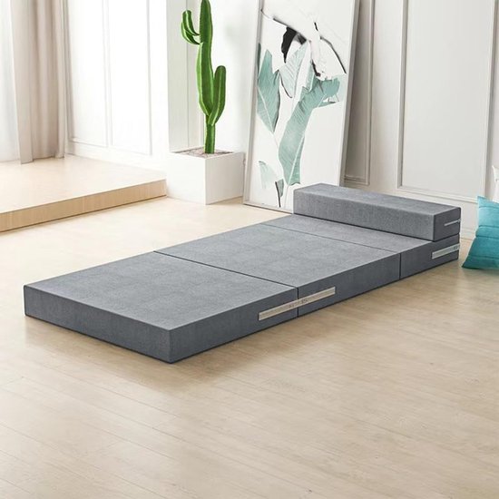 Opvouwbare Matras - Gastenbed Vloerbed - Comfortabel Slapen - Wasbare Hoes - 200 x 70 cm - Grijs