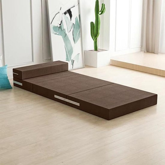 Opvouwbare Matras - Gastenbed Vloerbed - Kamperen Reizen - Veelzijdig Opvouwbaar - 160 x 60 cm - Bruin