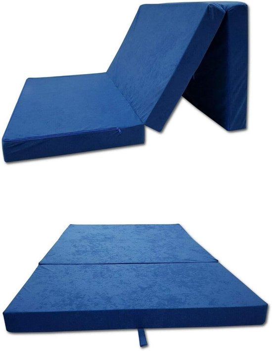 Opvouwbare Matras - Gastenbed VOUWBED - Comfortabel Slapen - Oeko-Tex Gecertificeerd - 120 x 200 cm - Blauw