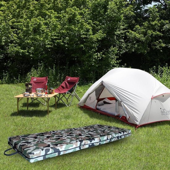 Opvouwbare Matras - Gastenmatras Futon - Extra Slaapplek - Vuilafstotende Hoes - 140x200 Cm - Camouflage