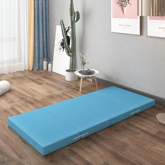 Opvouwbare Matras - Gastenmatras Slaapmat - Logeren en Ontspannen - Dikke Schuimvulling - 60x200x10cm - Blauw