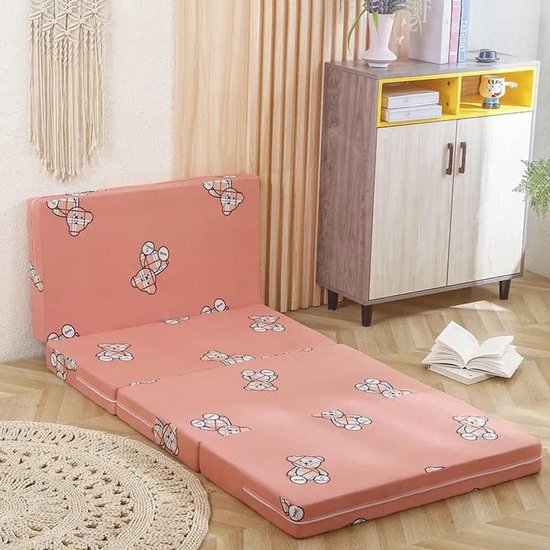 Opvouwbare Matras - Gastenmatras Vloerbed - Comfortabel Slapen - Huidvriendelijke Stof - 200 x 80 x 10 cm - Roze