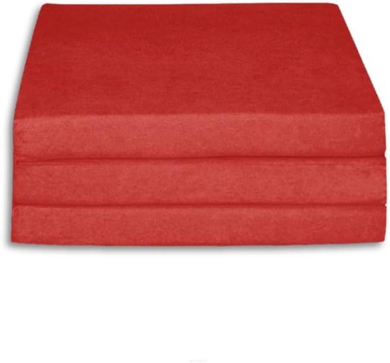 Opvouwbare Matras - Gastenmatras Vouwbed - Logeren Kamperen - Inclusief Opbergzak - 180x65x7 cm - Rood