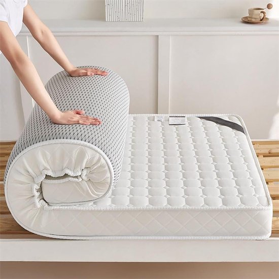Opvouwbare Matras - Gastentopper Futon - Comfortabel Slapen - Ademend Katoen - 90 x 200 cm - Grijs