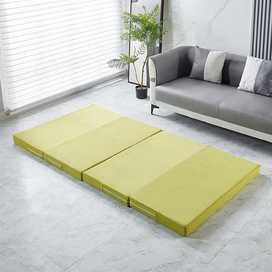 Opvouwbare Matras - Gastmatras Vloermatras - Reizen Kamperen - Met Wasbare Hoes - 200x80x8 cm - Groen