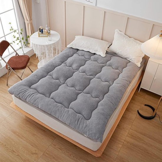 Opvouwbare Matras - Japanse Futon - Comfortabel Slapen - Huidvriendelijke Pluche - 90 x 200 cm - Grijs