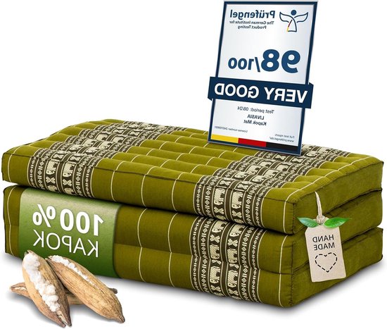 Opvouwbare Matras - Kampeer Mat - Ontspannen Buiten - Natuurlijke Kapok Vulling - 140x70cm - Groen Olifanten
