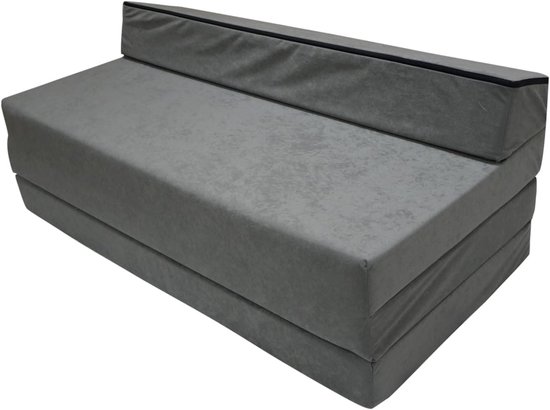 Opvouwbare Matras - Logee Matras Fauteuil - Gastvrij Ontvangen - Met Hoofdeinde - 200x120x10 cm - Grijs