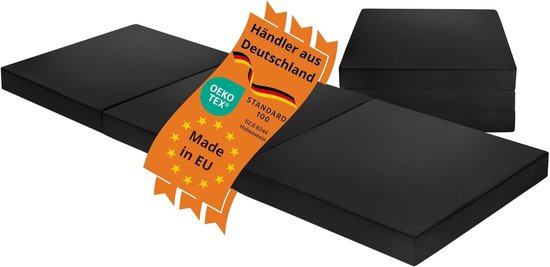Opvouwbare Matras - Logeerbed Noodbed - Multifunctioneel Gebruik - Oeko-Tex Gecertificeerd - 65 x 196 cm - Zwart