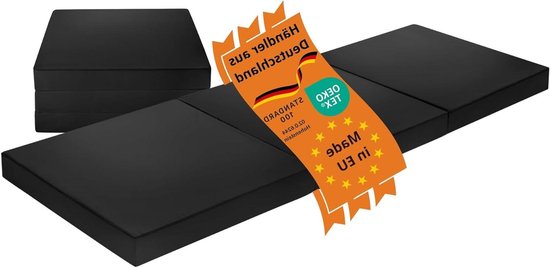 Opvouwbare Matras - Logeerbed Noodbed - Ruimtebesparend Slapen - Oeko-Tex Gecertificeerd - 65 x 196 cm - Zwart