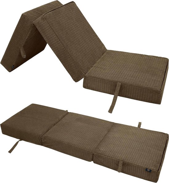 Opvouwbare Matras - Logeermatras Gastenmatras - Comfortabel Slapen - 3-Delig Ontwerp - 198x66x14 cm - Mokka