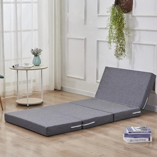 Opvouwbare Matras - Logeermatras Vloermatras - Comfortabel Slapen - Hoge Dichtheid Spons - 200 x 60 cm - Donkergrijs