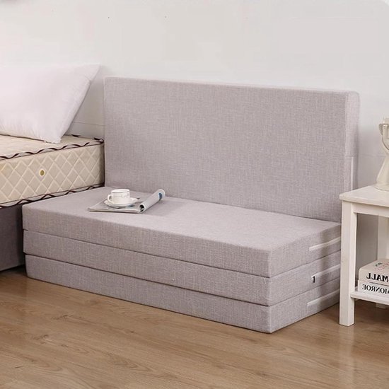 Opvouwbare Matras - Slaapbank Gastenbed - Reizen Kamperen - Dubbelzijdig Ontwerp - 200x90x10cm - Helder Grijs